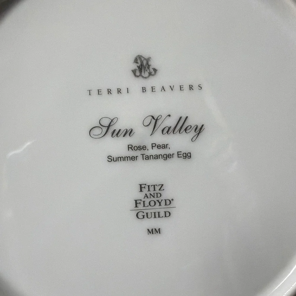 Fitz & Floyd Terri Beavers Sun Valley Set Of 3 Iris And Peach Tulip Plum Rose - Picture 6 of 8